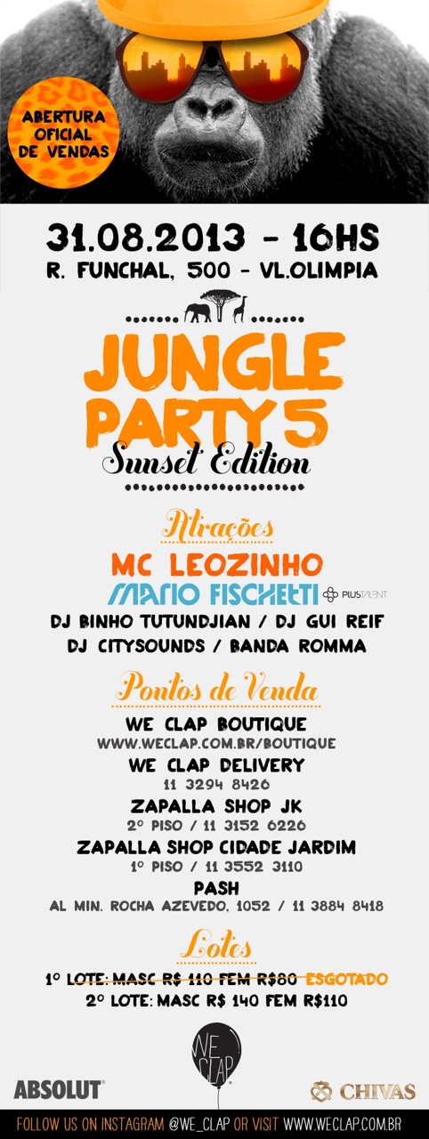 Venda oficial de ingressos da Jungle Party começa hoje