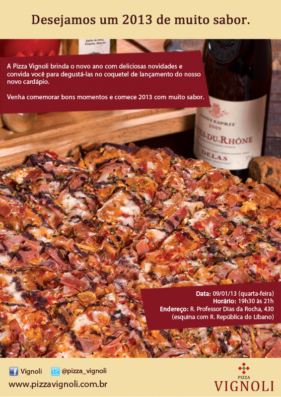 Pizzaria Vignoli lança novo cardápio hoje