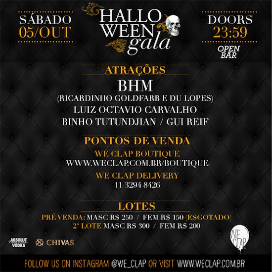 Venda oficial de ingresso da festa Halloween Gala já começou