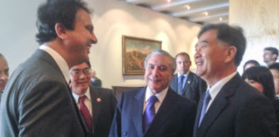 Camilo se reúne com Michel Temer e vice-primeiro-ministro chinês