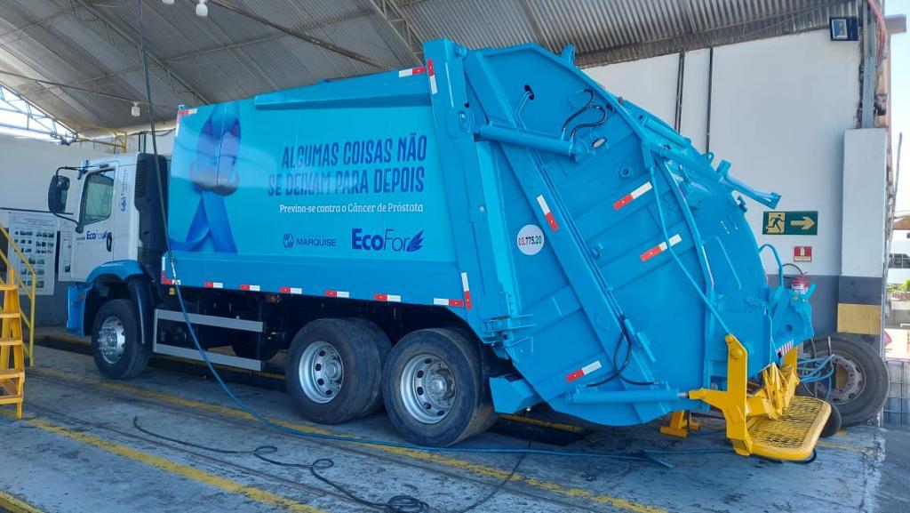 Ecofor mobiliza campanha Novembro Azul e muda a cor de seus caminhões