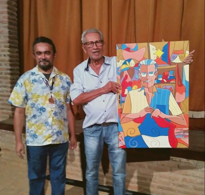 Espedito Seleiro ganha quadro pintado por Elinaudo Barbosa