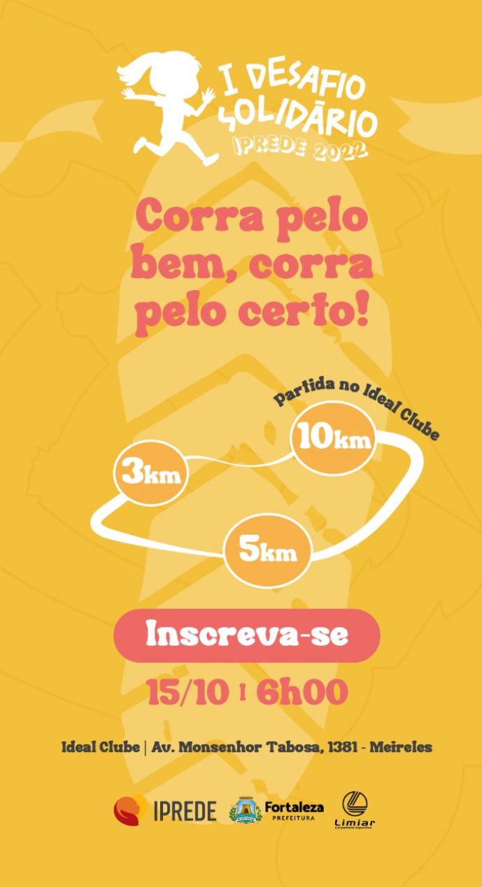 Iprede promove desafio solidário com corrida de rua em outubro Iprede promove desafio solidário com corrida de rua em outubro