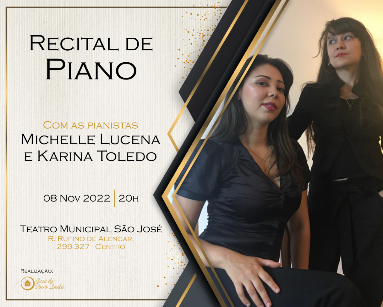 Pianistas egressas da Casa de Vovó Dedé realizam recital no Teatro São José