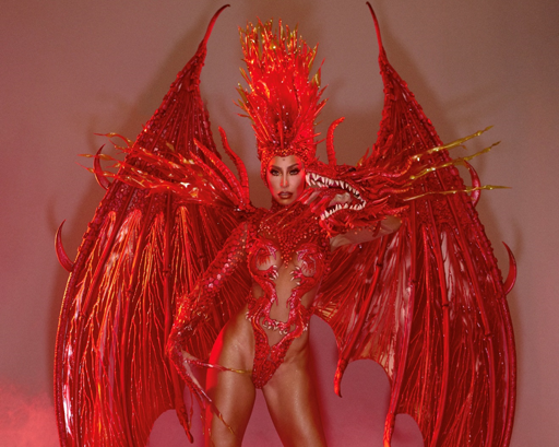 Sabrina Sato representa o dragão de São Jorge para desfile da Gaviões da Fiel