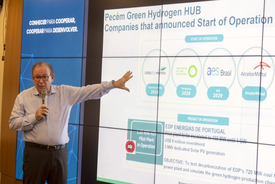 Ricardo Cavalcante apresenta o Hub de H²V à comitiva da Ben-Gurion University