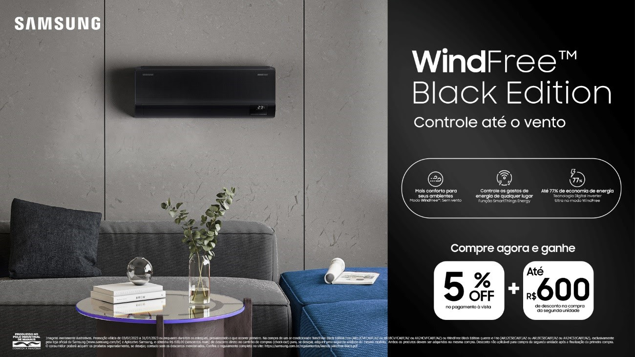 WindFree Black Edition da Samsung é ideal para ambientes modernos