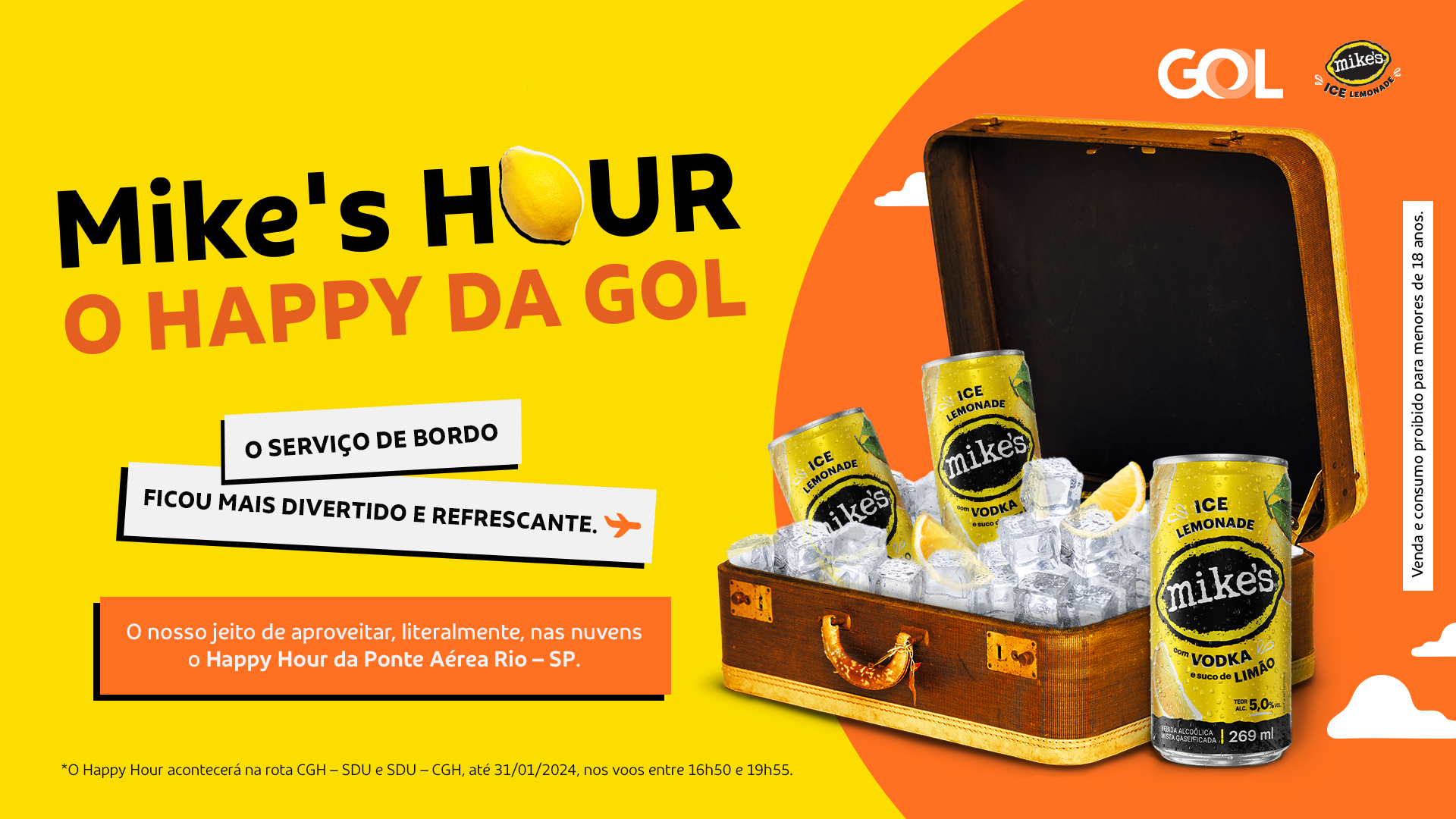 GOL e Mike’s Ice se unem para promover “happy hour” a bordo entre dezembro e janeiro