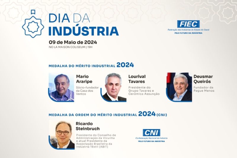 FIEC divulga os nomes dos agraciados com a Medalha do Mérito Industrial 2024