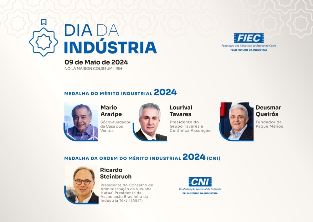 FIEC divulga os nomes dos agraciados com a Medalha do Mérito Industrial 2024