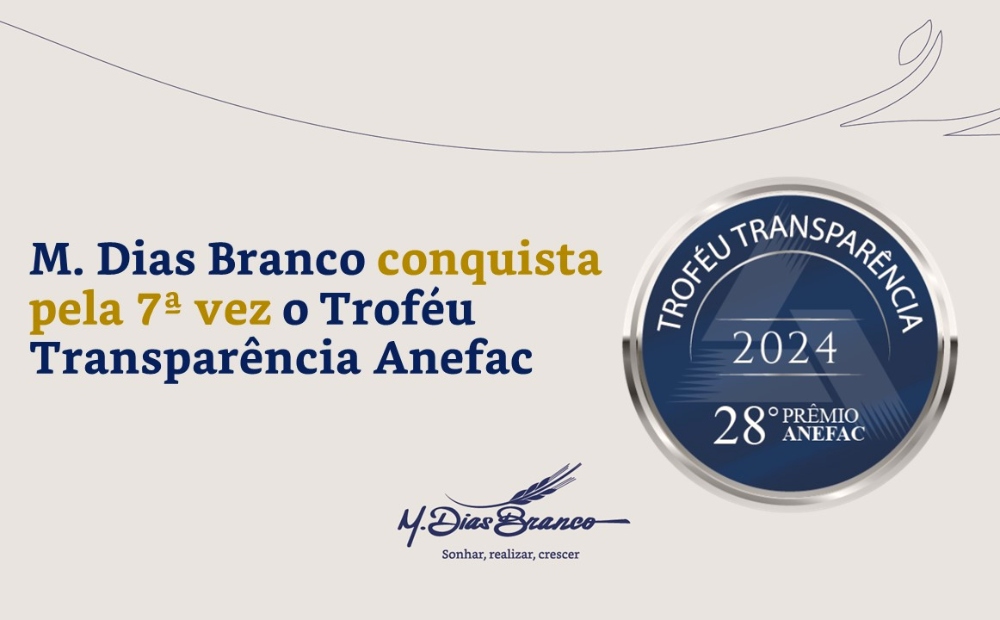 M. Dias Branco conquista Prêmio Anefac – Troféu Transparência pela sétima vez M. Dias Branco conquista Prêmio Anefac – Troféu Transparência pela sétima vez