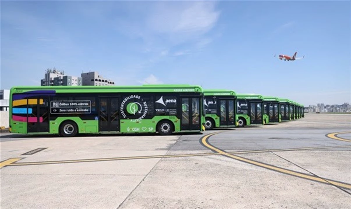 Aeroporto de Congonhas adota frota de ônibus elétricos Aeroporto de Congonhas adota frota de ônibus elétricos