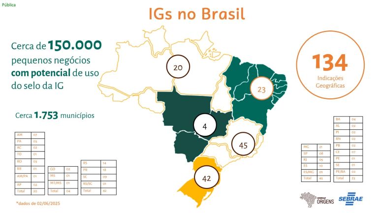 Mapa Da Indicações Geográficas De Produtos Brasileiros
