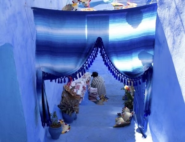 Ruas Azuis De Chefchaouen, No Marrocos