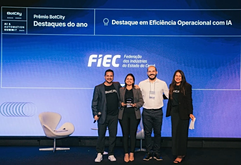 Sistema FIEC recebe Prêmio BotCity 2025 de Eficiência Operacional com IA