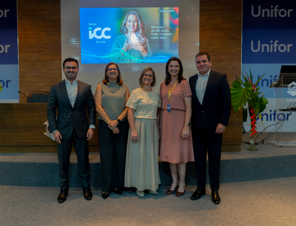 Caio Juaçaba Ceo Rede Icc, Regina Morais Coord. R.h, Gláucia Pardini Ger. Rh, Prof. Dra. Lia Maria Brasil Dir. Do Centro De Ciências Da Saúde Da Unifor, Pedro Meneleu Cso Rede Icc