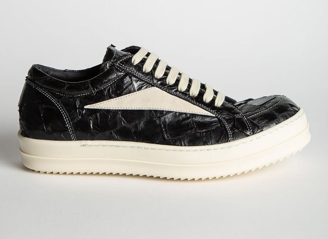 Rick Owens assina tênis em couro de pirarucu em collab com a Maxfield