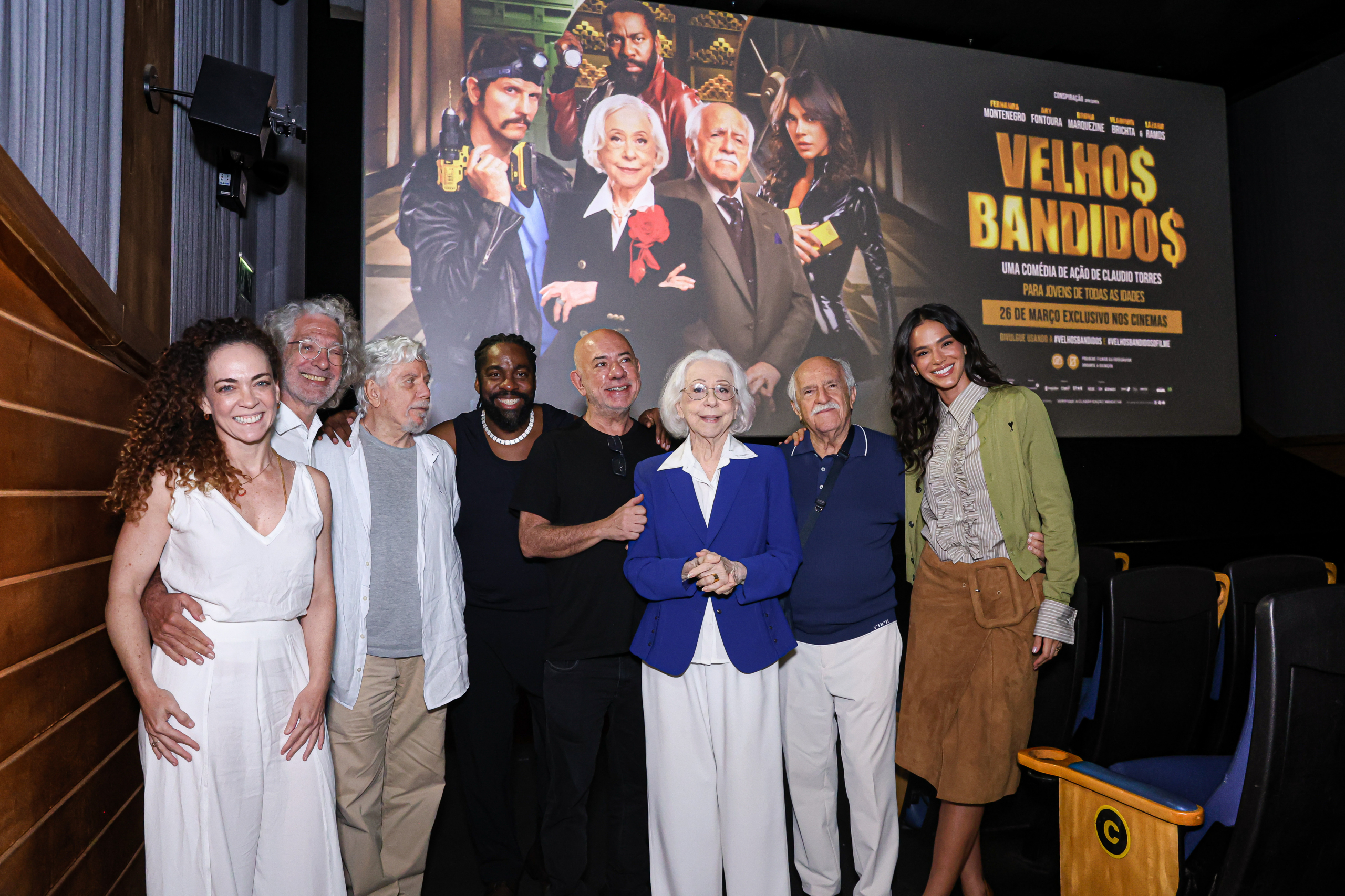 Fernanda Montenegro, Bruna Marquezine e Lázaro Ramos participam de sessão exclusiva do filme “Velhos Bandidos” no Rio