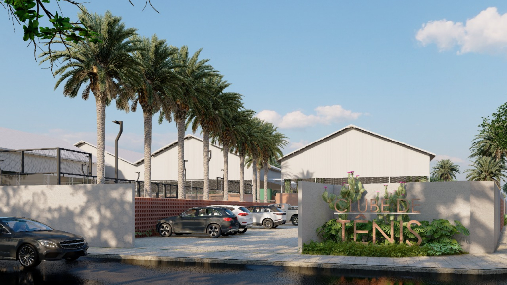 Projeto do novo clube premium de tênis e padel que será inaugurado em Fortaleza. Crédito: Divulgação