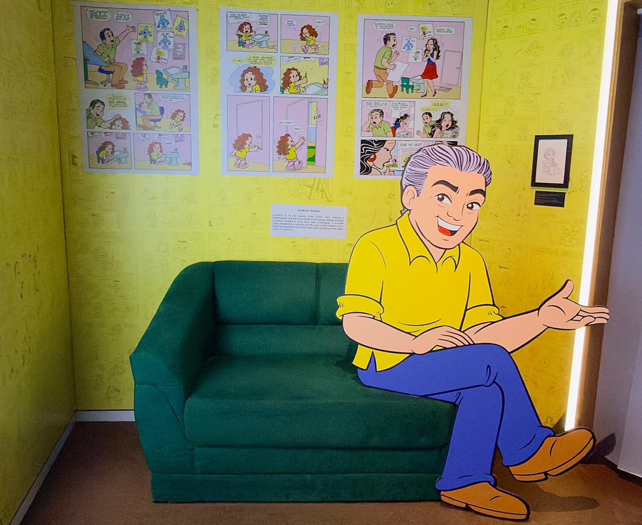 O percurso é atravessado pela presença de Mauricio de Sousa, que surge entre personagens e cenários