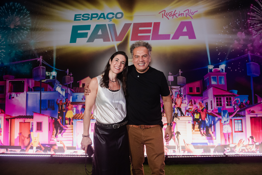 Ana Deccache e Zé Ricardo no anúncio do Espaço Favela do Rock in Rio 2026 - Fotos: Letycia Miller / Brazil News