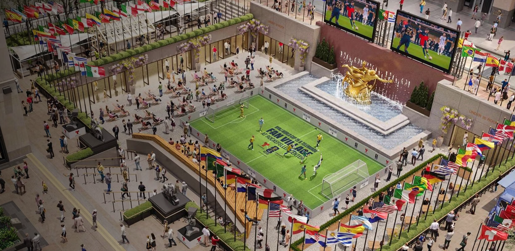 Rockefeller Center terá Fan Village com lojas oficiais e transmissões na Copa de 2026