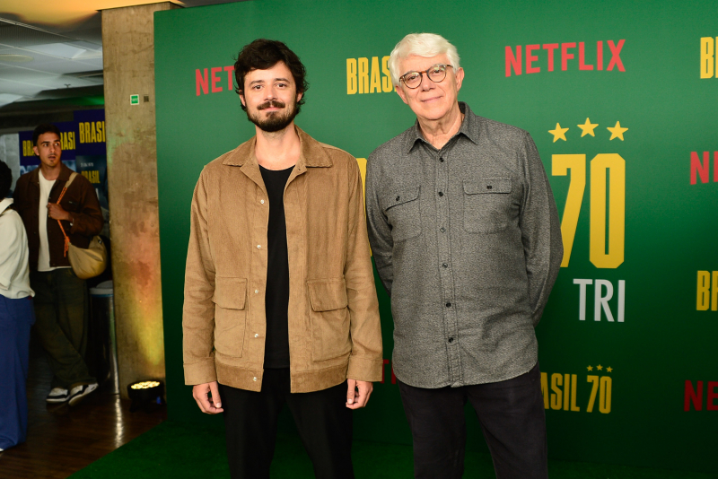 tricampeonato brasileiro - Em São Paulo, Marcelo Adnet, Bruno Mazzeo e convidados acompanham a pré-estreia da série “Brasil 70 – A Saga do Tri”