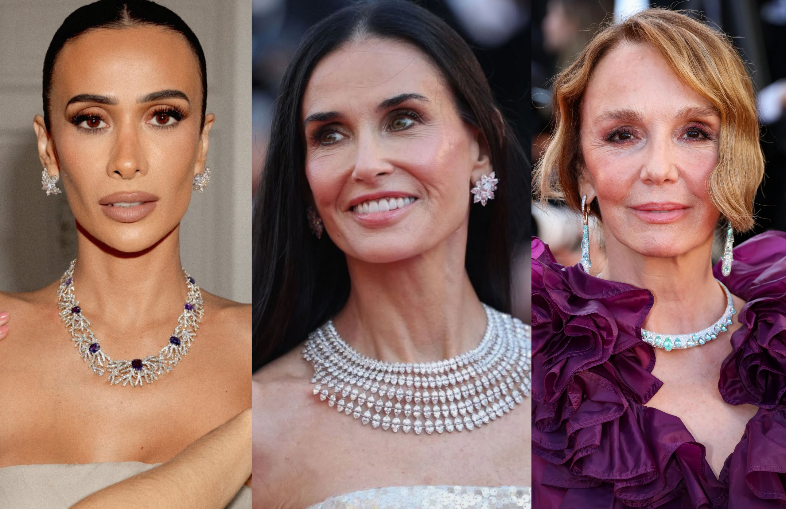 Pedras coloridas e colares backdrop marcam a estética das joias em Cannes 2026
