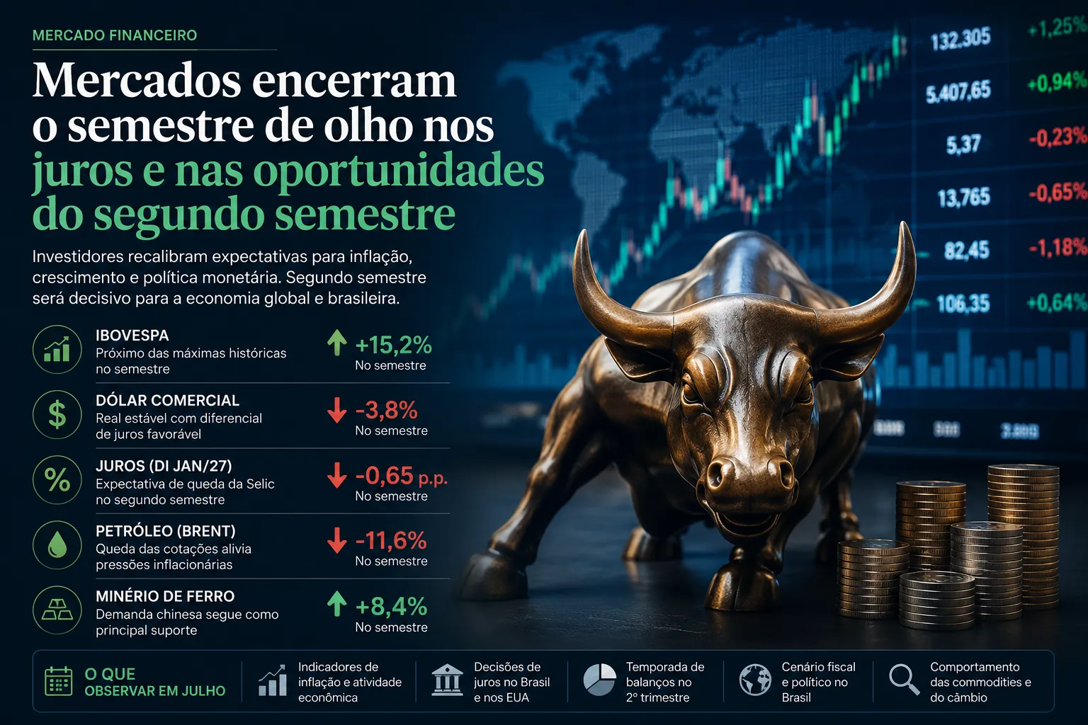 Mercados encerram o semestre de olho nos juros e nas oportunidades do segundo semestre