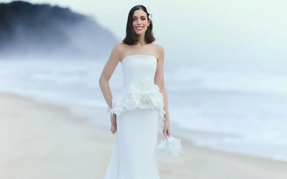 Fabiana Justus se casa novamente e escolhe criação off-white do francês Stéphane Rolland. Veja fotos!
