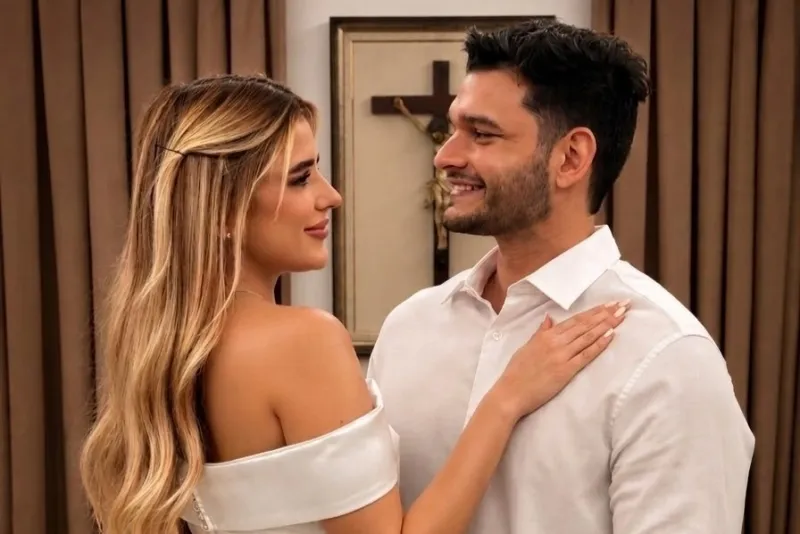 DIA DO SIM - Luiza Alencar e Vladimir Barros Leal Neto celebram união perante o altar na Igreja do Líbano